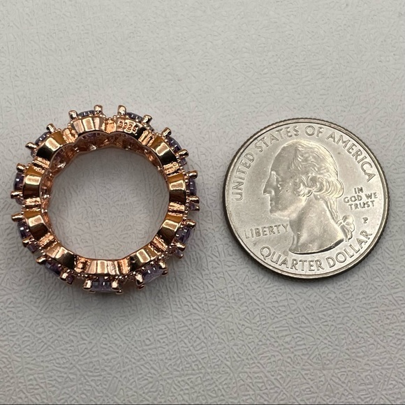 925 Sterling Silver Rose Gold‎ Color Oval Cut Amethyst Eternity Infinity Ring 9 - Picture 10 of 11